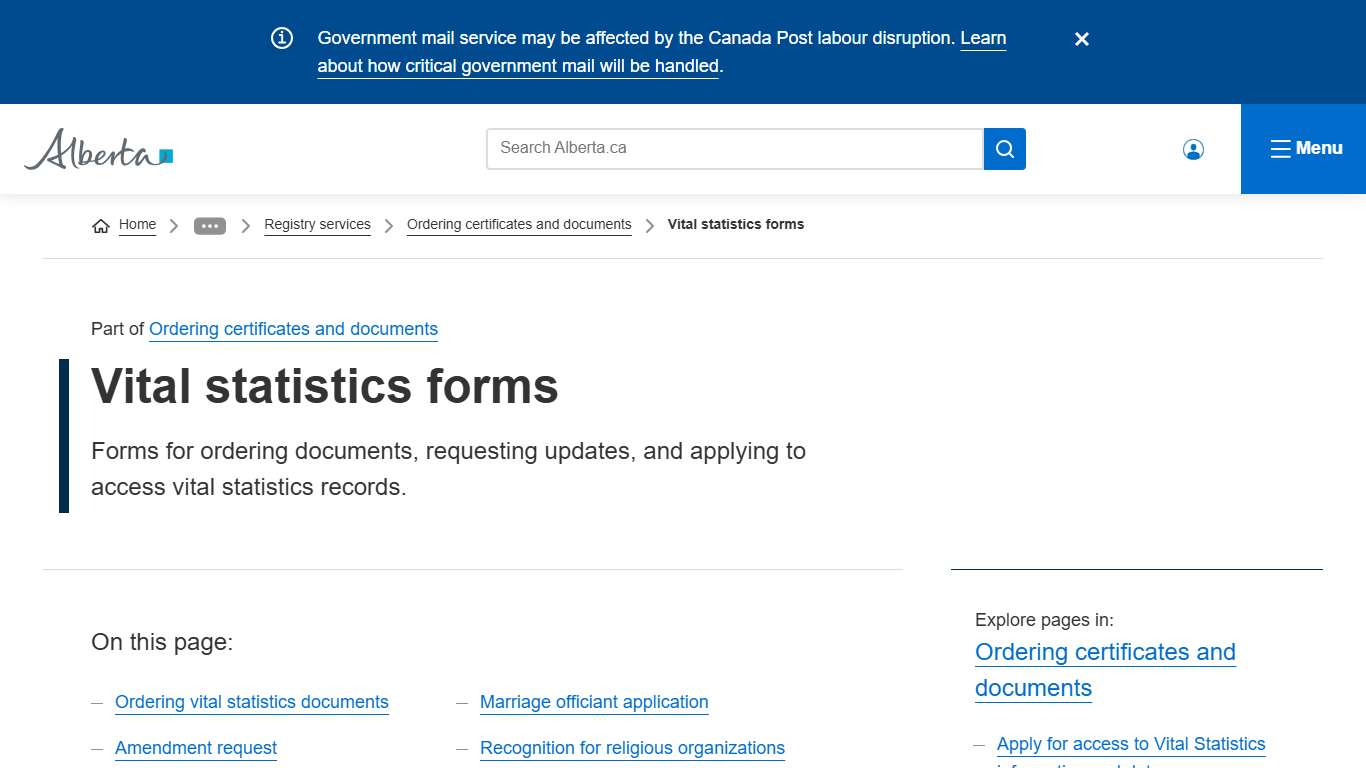 Vital statistics forms | Alberta.ca