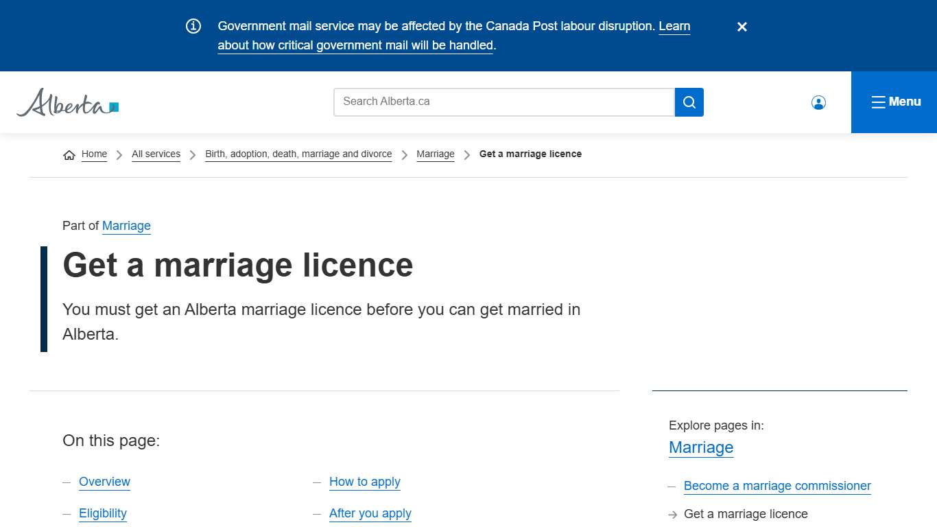 Get a marriage licence | Alberta.ca